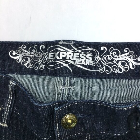 NEW Express Jeans Zelda Barely Boot Slim Low Rise Dark Wash size 8 length 33" - Picture 3 of 11